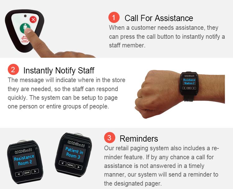 MMCall Wireless Paging System for Table Call Watch Pager