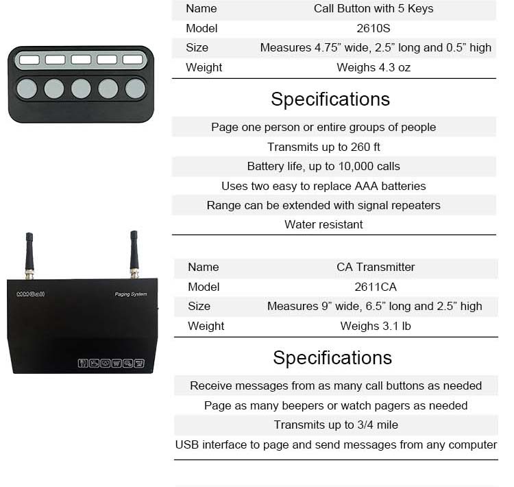 MMCall Wireless Paging System for Table Call Watch Pager